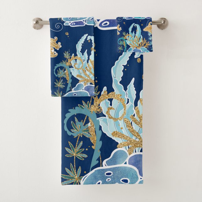 Elegante océano Purpurina azul Aqua Turquoise Gold