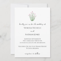 Elegante Ocotillo Rosa Cactus Invitación a la Boda