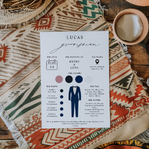 Elegante oferta de Groomsmen y tarjeta de informac