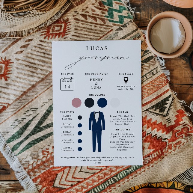 Elegante oferta de Groomsmen y tarjeta de informac (Subido por el creador)