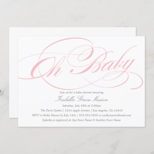 Elegante Oh Bebé En Rosa  Invitación de Baby Showe