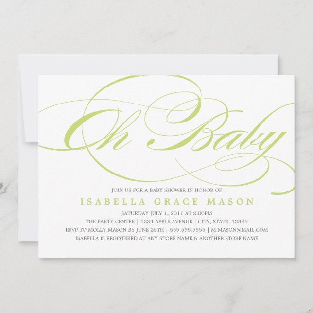 Elegante Oh bebé| Invitación de Baby Shower (Anverso)