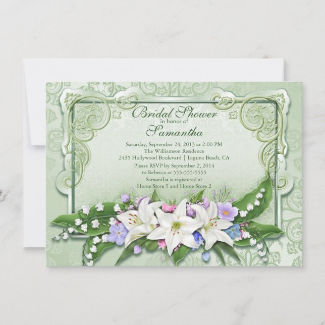 Elegante Ombre Floral Bridal Ducha Invitación (Anverso)