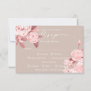Elegante opción de cena Rosa de Moda Boda RSVP