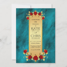 Elegante Opulencia Azul oro de lujo Invitación rea