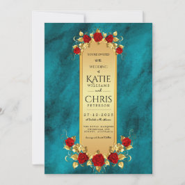 Elegante Opulencia Azul oro de lujo Invitación rea