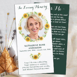 Elegante Oración funeraria de la foto del girasol