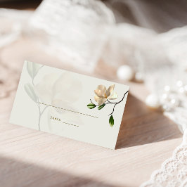 Elegante Oriental White Magnolia Doble Tarjeta de 
