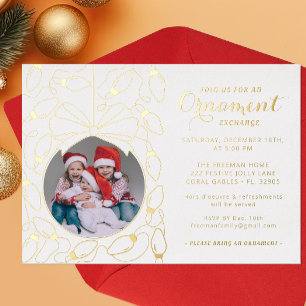 Elegante Ornament Exchange Invite de vacaciones