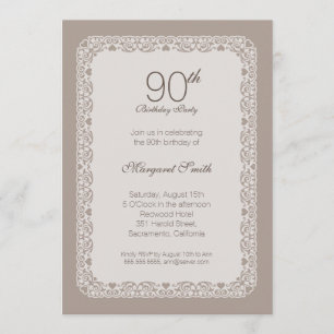 Elegante ornamental 90 cumpleaños invitaciones
