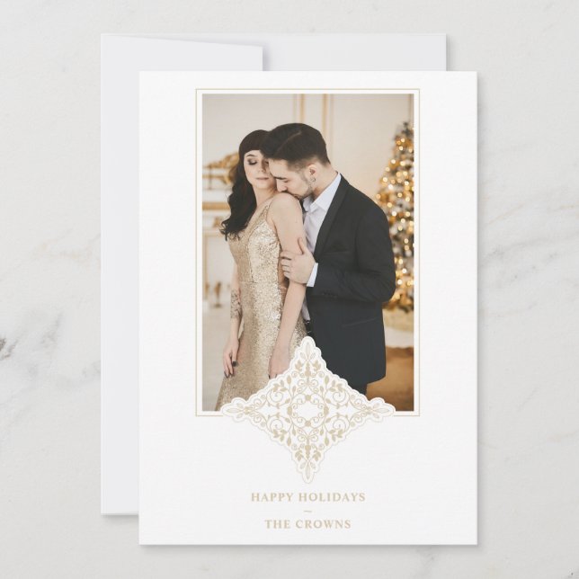 Elegante ornamento de encaje Efecto Felices vacaci (Anverso)