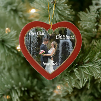 Elegante Ornamento de fotos de la primera Navidad