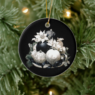 Elegante ornamento de marfil blanco y negro