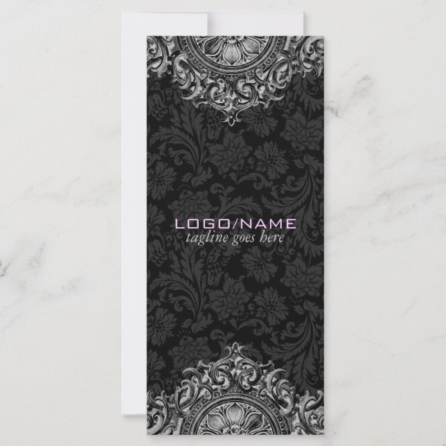 Elegante ornamento floral blanco y negro (Anverso)