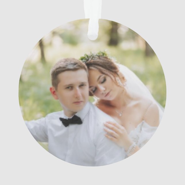 Elegante Ornamento navideño "Feliz y casado" (Reverso)