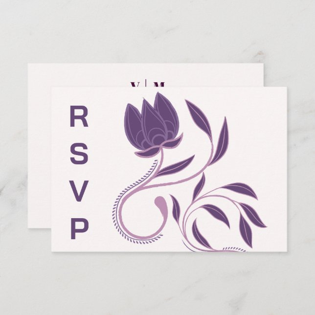 Elegante Ornate Paisley Siniestro Floral Boda RSVP (Anverso / Reverso)