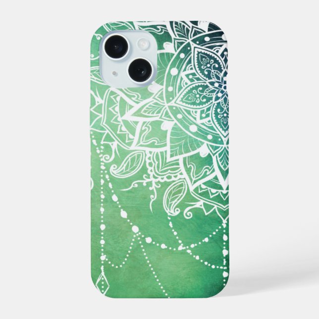 Elegante Ornate Zen Mandala Rosette Tonos verdes (Reverso )