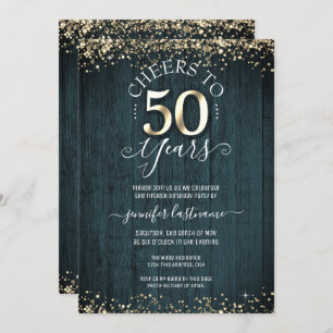 Elegante Oro 50 cumpleaños Invitación formal
