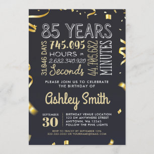 Elegante Oro 85ª Invitación de cumpleaños - 85 año