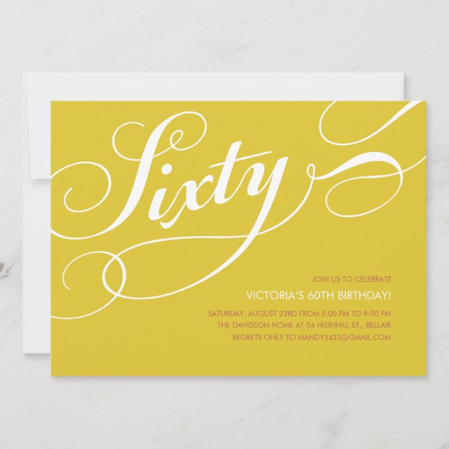 Elegante Oro Amarillo Invitaciones de cumpleaños n (Anverso)