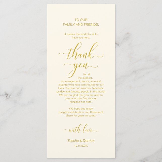 Elegante Oro Amarillo, Lugar Ajuste Tarjeta de agr (Anverso)