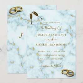 Elegante oro Anillo de Mármol Blanco Invitación a 