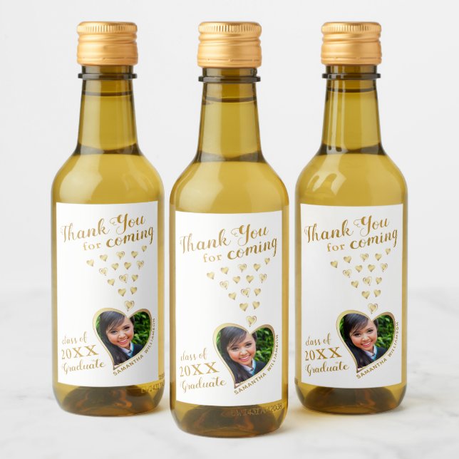 Elegante Oro Blanco Gracias Por La Graduación 2025 (Botellas)