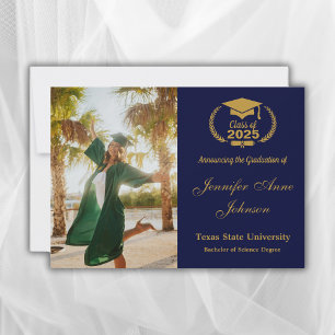 Elegante oro en Invitación de graduación de foto a