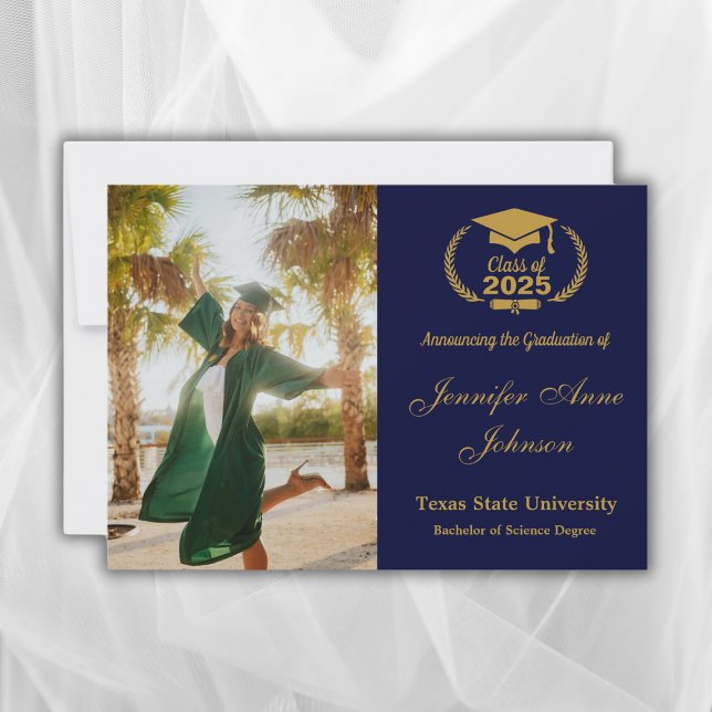 Elegante oro en Invitación de graduación de foto a (Subido por el creador)