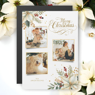Elegante Oro Feliz Navidad Botánica 3-Foto