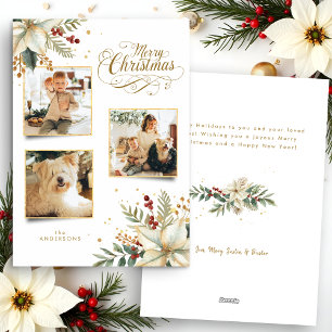 Elegante Oro Feliz Navidad Botánica 3-Foto