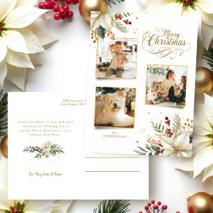 Elegante Oro Feliz Navidad Botánica 3-Foto