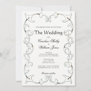 Elegante oro Filigree Invitación simple a la boda