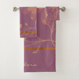 Elegante Oro Fuchsia Abstract Floral Patern