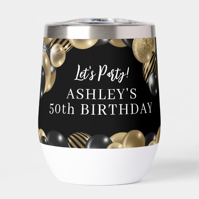 Elegante Oro Negro 50 cumpleaños (Frente)