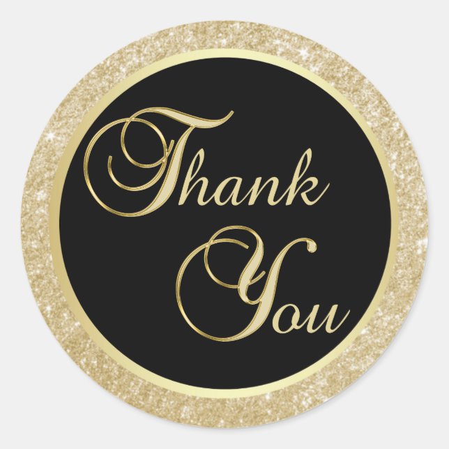 Elegante Oro Negro Gracias Sellos para sobres (Anverso)