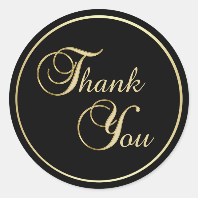 Elegante Oro Negro Gracias Sellos para sobres (Anverso)