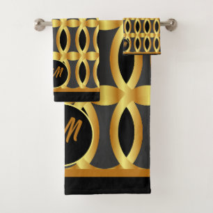 Elegante Oro Negro Y Gris Geométrico Patterado Ba