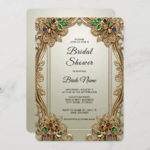 Elegante Oro Ornate Bridal Shower Invitación