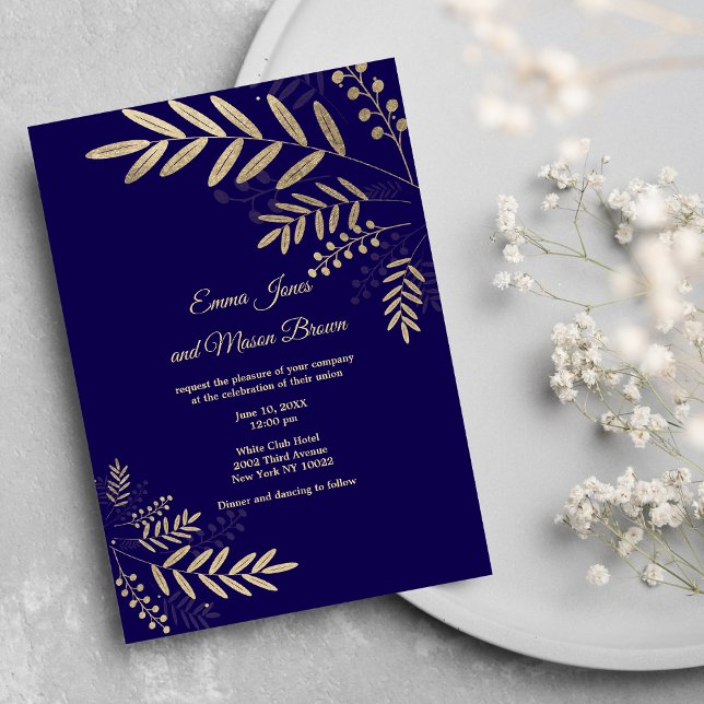 Elegante oro oscuro morado floral Boda Invitación (Elegant gold dark purple floral Wedding )