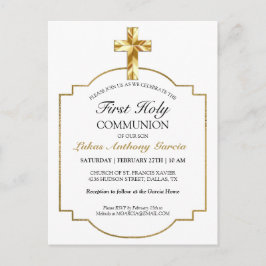 Elegante Oro Primero Invitación de la Santa Comuni