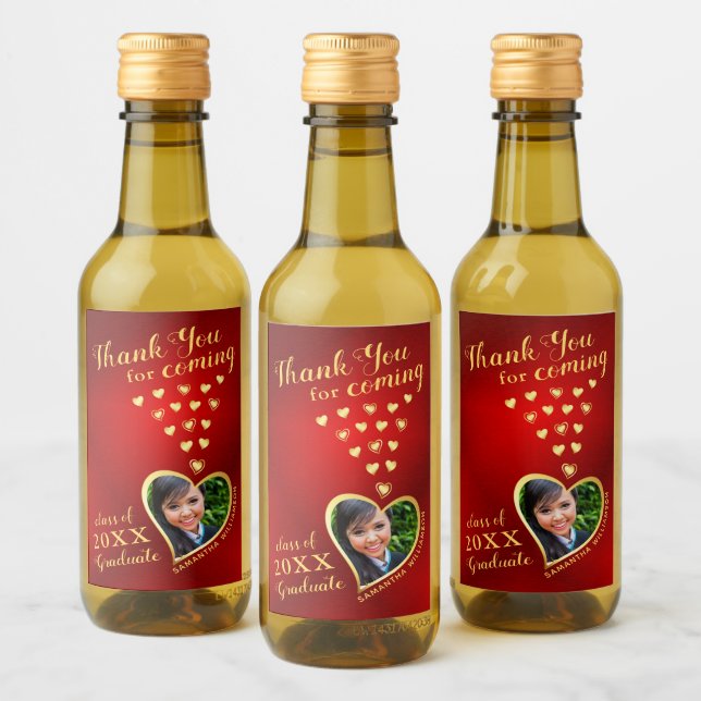Elegante Oro Rojo Gracias Por Los Favoritos De La  (Botellas)