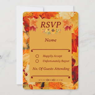 Elegante Oro Rojo Otoño Sale de Boda Caída RSVP