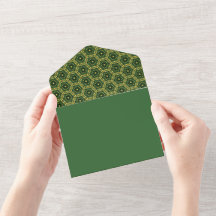 Elegante Oro Verde Oscuro Todo En Una Invitación