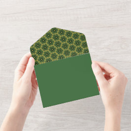 Elegante Oro Verde Oscuro Todo En Una Invitación