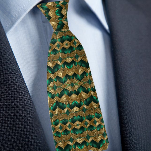 Elegante oro y corbata de esmeralda (Subido por el creador)