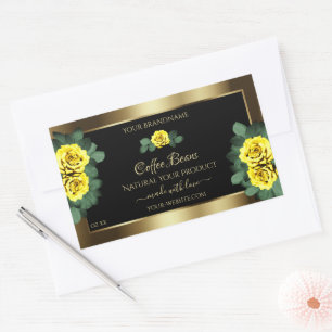 Elegante oro y etiquetas de productos negros rosas