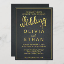 Elegante oro y negro elegante Invitación a la boda