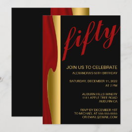 Elegante oro y rojo 50.ª invitación