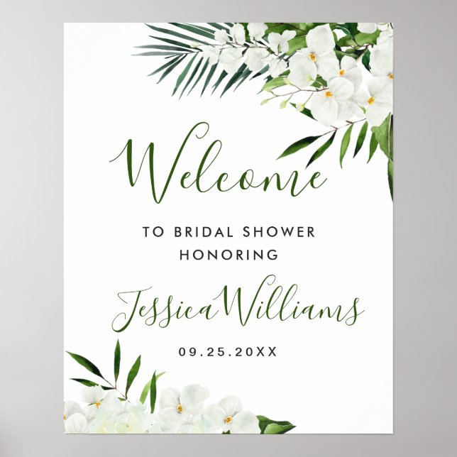 Elegante Orquídea Blanca Señal de Bienvenida para  (Frente)